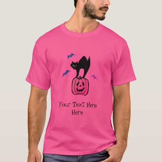 Spooky Cat Halloween Pumpkin Pop Art T-shirt (Voorkant)