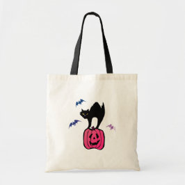 Spooky Cat Halloween Pumpkin Pop Art Tote Bag