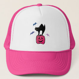 Spooky Cat Halloween Pumpkin Pop Art Trucker Pet