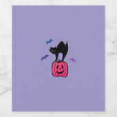 Spooky Cat Halloween Pumpkin Pop Art Wijn Etiket (Enkel label)