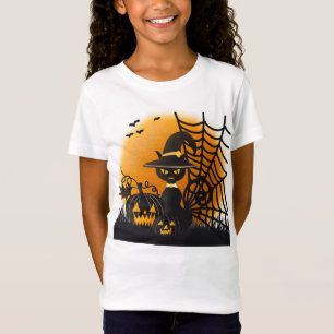 Spooky Cat in een heks pet T-shirt