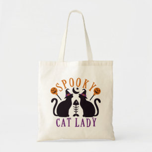 Spooky Cat Lady Black Cats Halloween Tote Bag