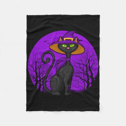 Spooky Cat Lover Halloween Zwart Kitten Leuke Kat Fleece Deken (Voorkant)