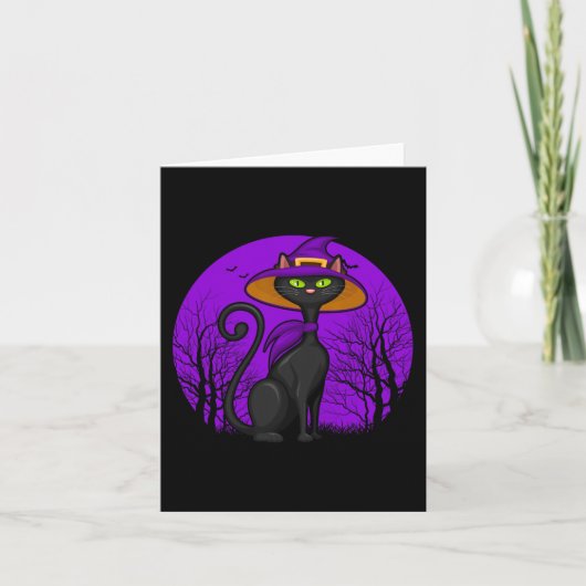 Spooky Cat Lover Halloween Zwart Kitten Leuke Kat  Kaart (Voorkant)
