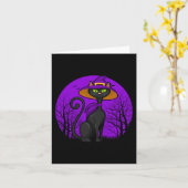 Spooky Cat Lover Halloween Zwart Kitten Leuke Kat  Kaart (Gele Bloem)