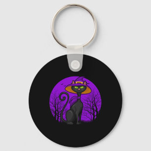 Spooky Cat Lover Halloween Zwart Kitten Leuke Kat  Sleutelhanger