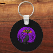 Spooky Cat Lover Halloween Zwart Kitten Leuke Kat  Sleutelhanger (Voorkant)
