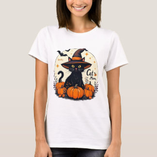 Spooky Cat Moeder Halloween T-Shirt – Cute Zwarte 