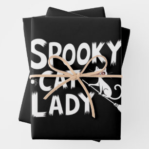 Spooky Cat Mom Spooky Cat Lady Halloween Cat Mom Inpakpapier Vel