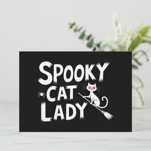 Spooky Cat Mom Spooky Cat Lady Halloween Cat Mom Kaart (Staand voorkant)