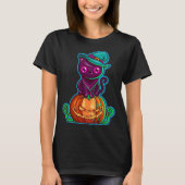 Spooky Cat op een pompoen Halloween | Shirts (Voorkant)