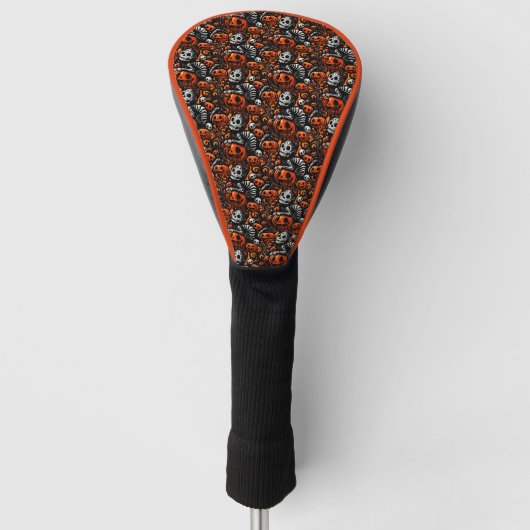 Spooky Cat & Pumpkins Golfheadcover (Voorkant)