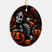 Spooky Cat & Pumpkins Keramisch Ornament (Rechts)