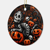 Spooky Cat & Pumpkins Keramisch Ornament (Links)