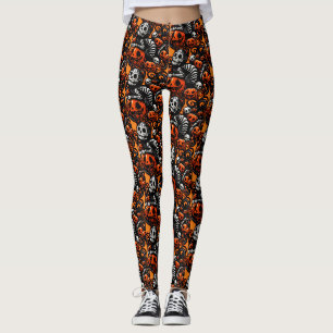 Spooky Cat & Pumpkins Leggings