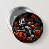 Spooky Cat & Pumpkins Ronde Button 7,6 Cm (Voorkant /achterkant)