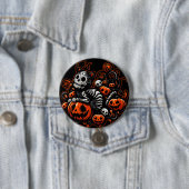 Spooky Cat & Pumpkins Ronde Button 7,6 Cm (In situ)