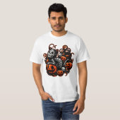 Spooky Cat & Pumpkins T-shirt (Voorkant volledig)