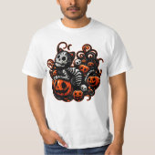 Spooky Cat & Pumpkins T-shirt (Voorkant)