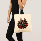 Spooky Cat & Pumpkins Tote Bag (Voorkant (product))