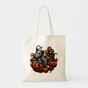 Spooky Cat & Pumpkins Tote Bag
