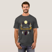Spooky Cat Skull Halloween Night T-shirt (Voorkant volledig)
