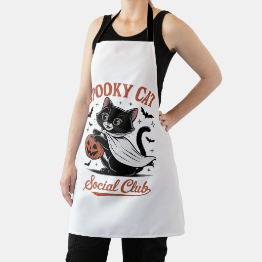 Spooky Cat Social Club PNG - Schattige Kitten Clas Schort (Insitu)