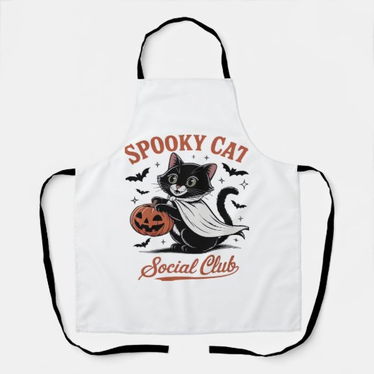 Spooky Cat Social Club PNG - Schattige Kitten Clas Schort (Voorkant)