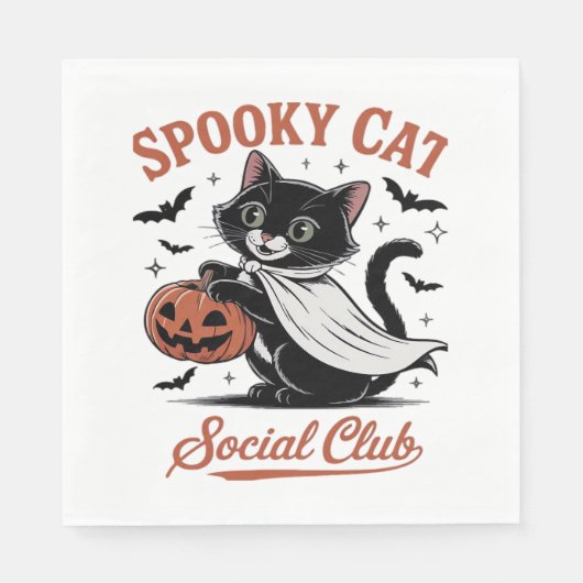 Spooky Cat Social Club PNG - Schattige Kitten Clas Servet (Voorkant)