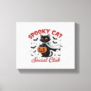 Spooky Cat Social Club PNG - Schattigee Halloween Canvas Afdruk