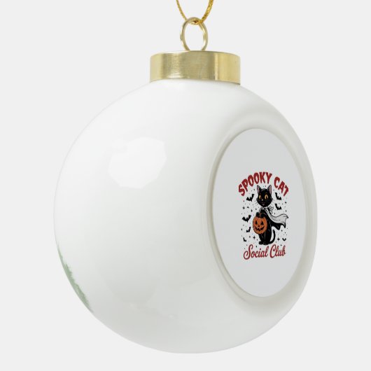 Spooky Cat Social Club PNG - Schattigee Halloween  Keramische Bal Ornament (Links)