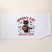 Spooky Cat Social Club PNG - Schattigee Halloween  Strandlaken (Voorkant)