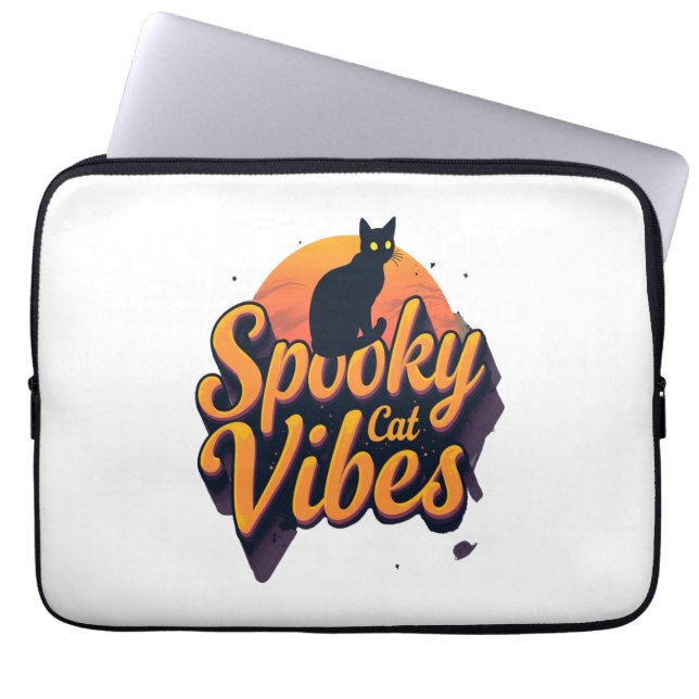 Spooky Cat Vibes 2 Laptop Sleeve (Voorkant)