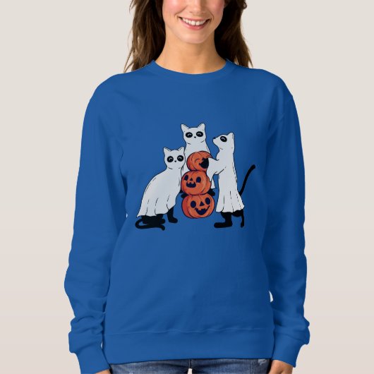 Spooky Cats Halloween Dames Sweatshirt (Voorkant)