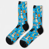 Spooky Cats Halloween-patroon Sokken (Links)