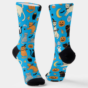Spooky Cats Halloween-patroon Sokken