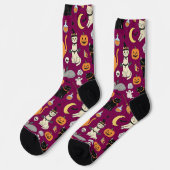 Spooky Cats Halloween-patroon Sokken (Links)