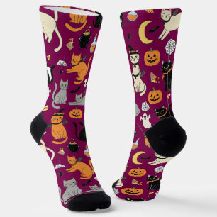 Spooky Cats Halloween-patroon Sokken