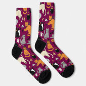 Spooky Cats Halloween-patroon Sokken (Rechts)