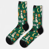 Spooky Cats Halloween-patroon Sokken (Links)