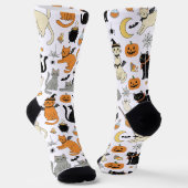 Spooky Cats Halloween Pattern Sokken (Gebogen)