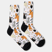 Spooky Cats Halloween Pattern Sokken (Rechts)