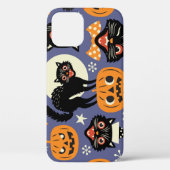 Spooky Cats Pompoenen Paarse Patroon Case-Mate iPhone Case (Achterkant)