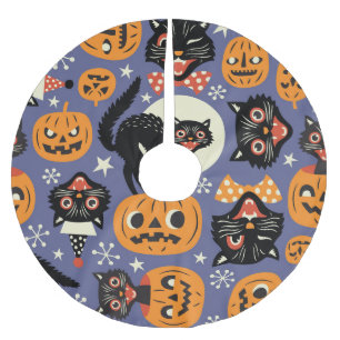Spooky Cats Pompoenen Paarse Patroon Kerstboom Rok