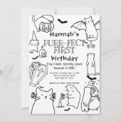 Spooky Cats Thema Eerste Verjaardagsfeest Kaart (Voorkant)