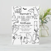 Spooky Cats Thema Eerste Verjaardagsfeest Kaart (Staand voorkant)