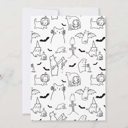 Spooky Cats Thema Eerste Verjaardagsfeest Kaart (Achterkant)