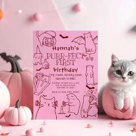Spooky Cats themed First Birthday Party Kaart