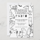 Spooky Cats themed Pumpkin Carving Party Kaart (Voorkant)