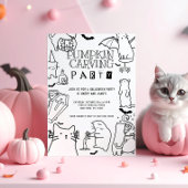 Spooky Cats themed Pumpkin Carving Party Kaart